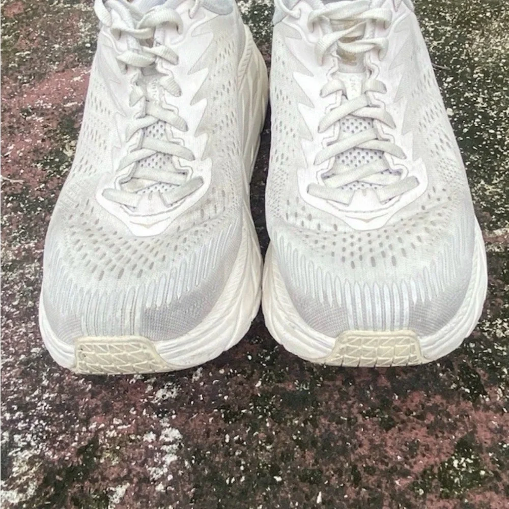 Hoka Women's/Unisex Light Gray Cream Athletic Running Shoes